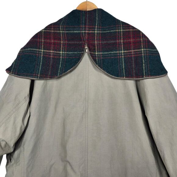 Vintage Polo Ralph Lauren Coat Mens XL Olive Hooded Parka Plaid Wool Cape 90s - Picture 8 of 15